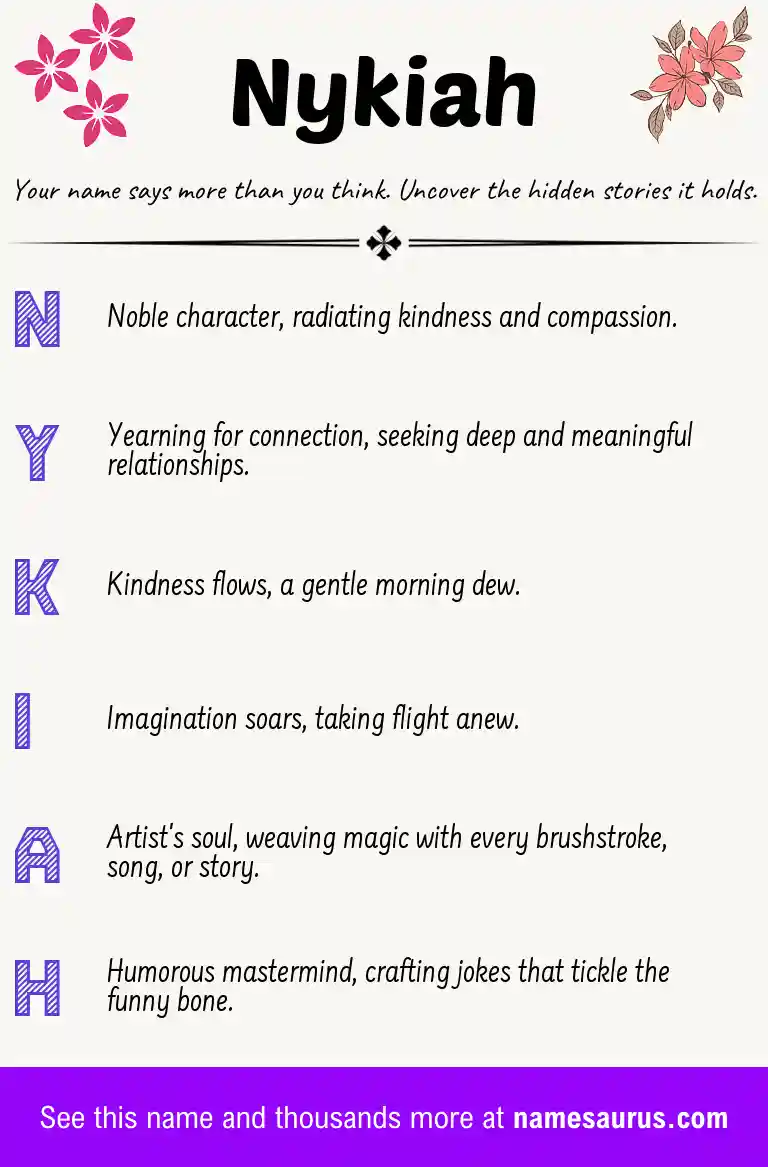 Acrostic poem about Nykiah.