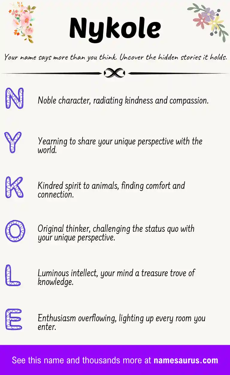 Acrostic poem about Nykole.