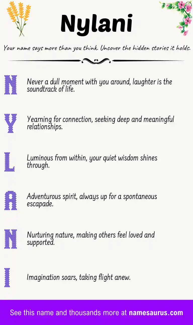 Acrostic poem about Nylani.