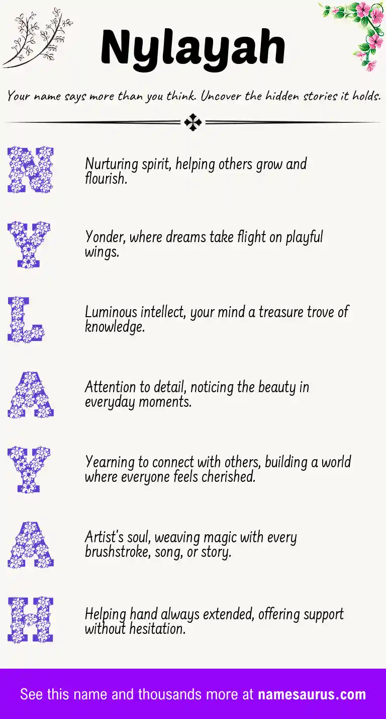 Acrostic poem about Nylayah.