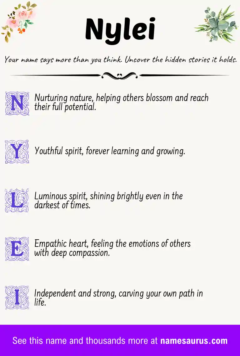 Acrostic poem about Nylei.