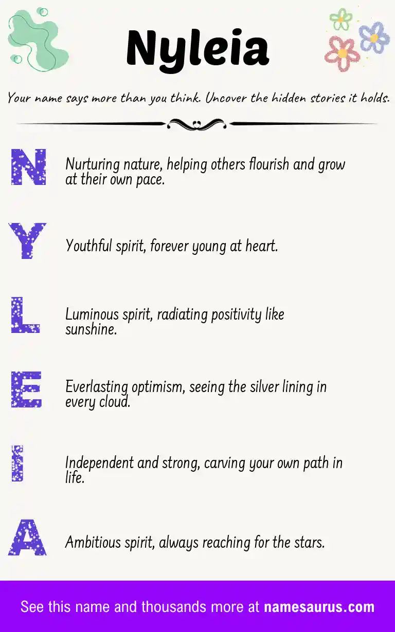 Acrostic poem about Nyleia.