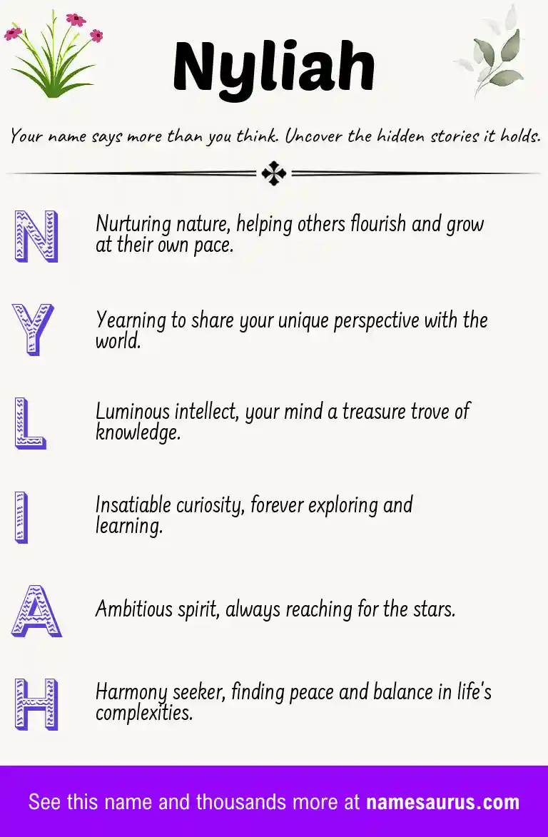 Acrostic poem about Nyliah.