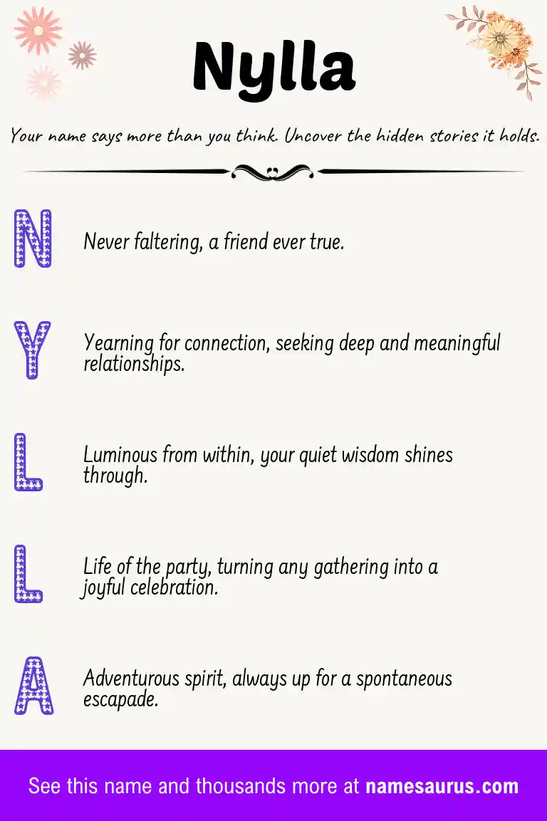 Acrostic poem about Nylla.