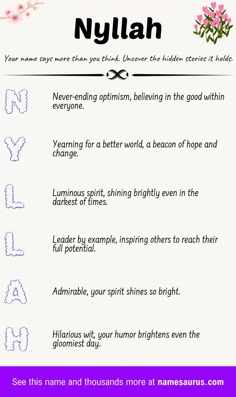 Acrostic poem about Nyllah.
