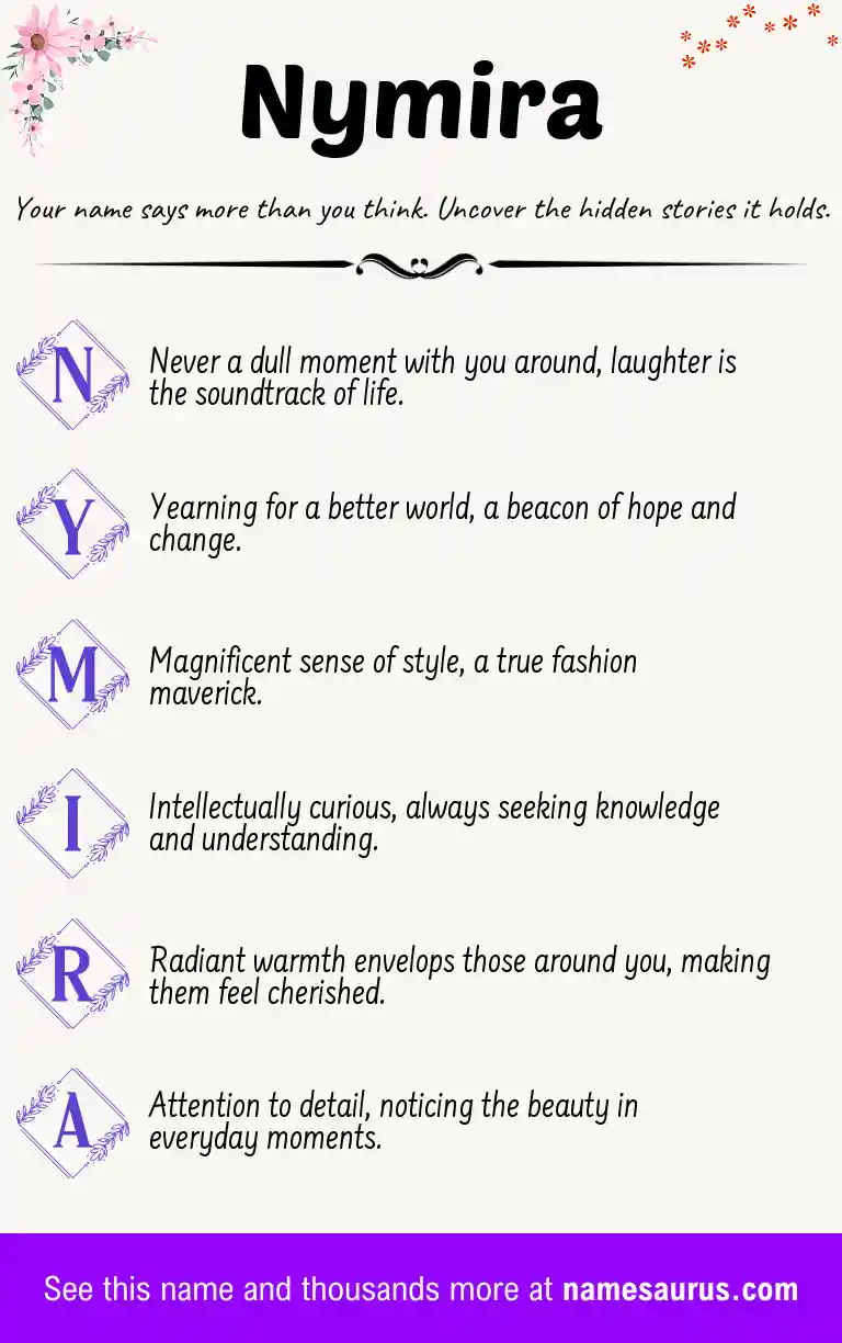 Acrostic poem about Nymira.