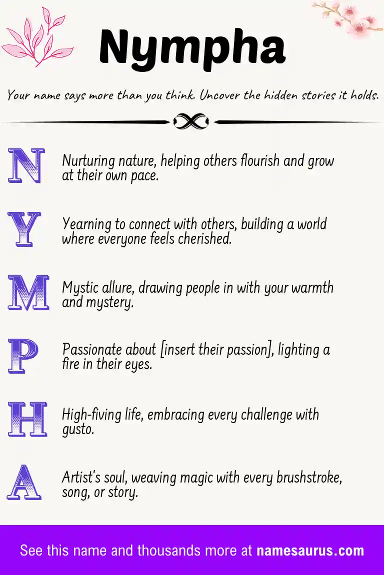 Acrostic poem about Nympha.