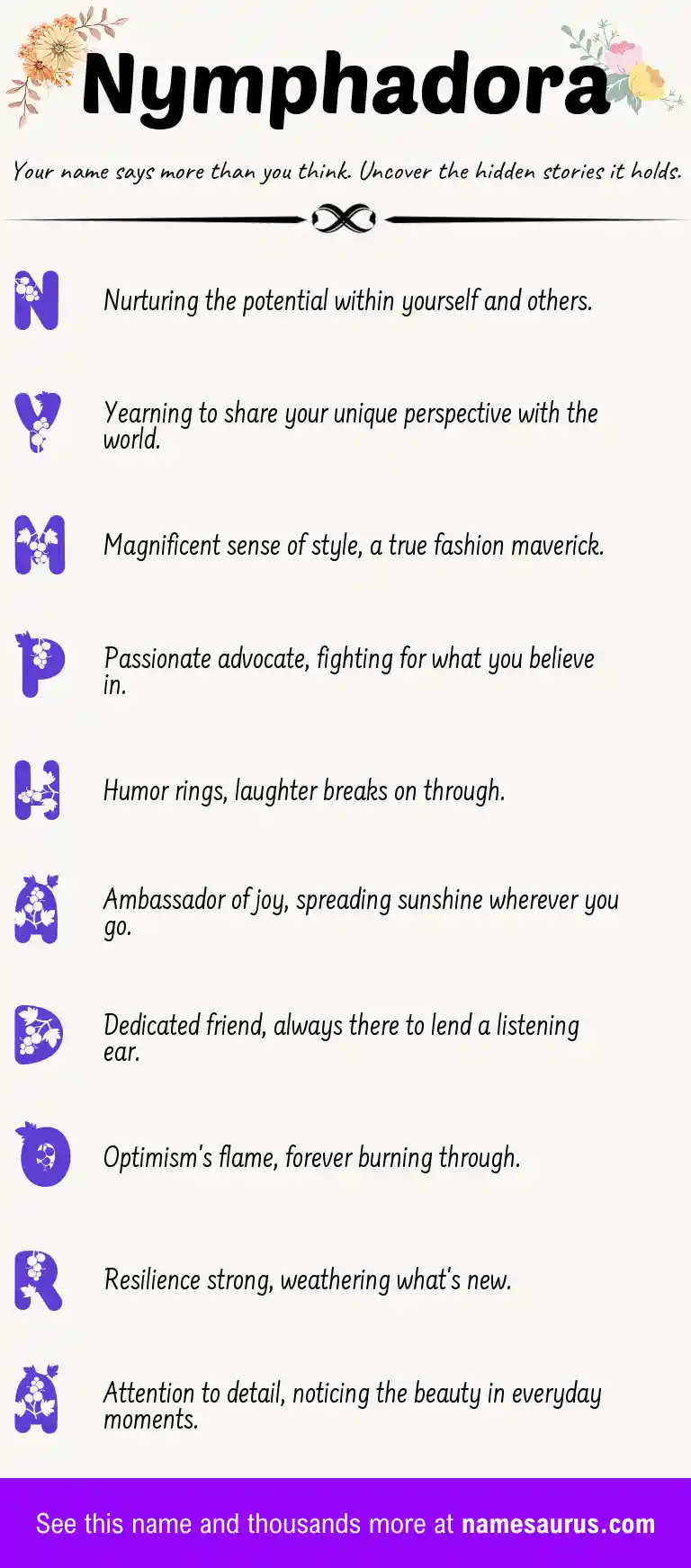 Acrostic poem about Nymphadora.