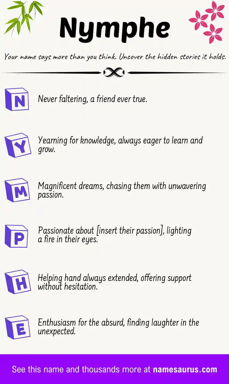 Acrostic poem about Nymphe.