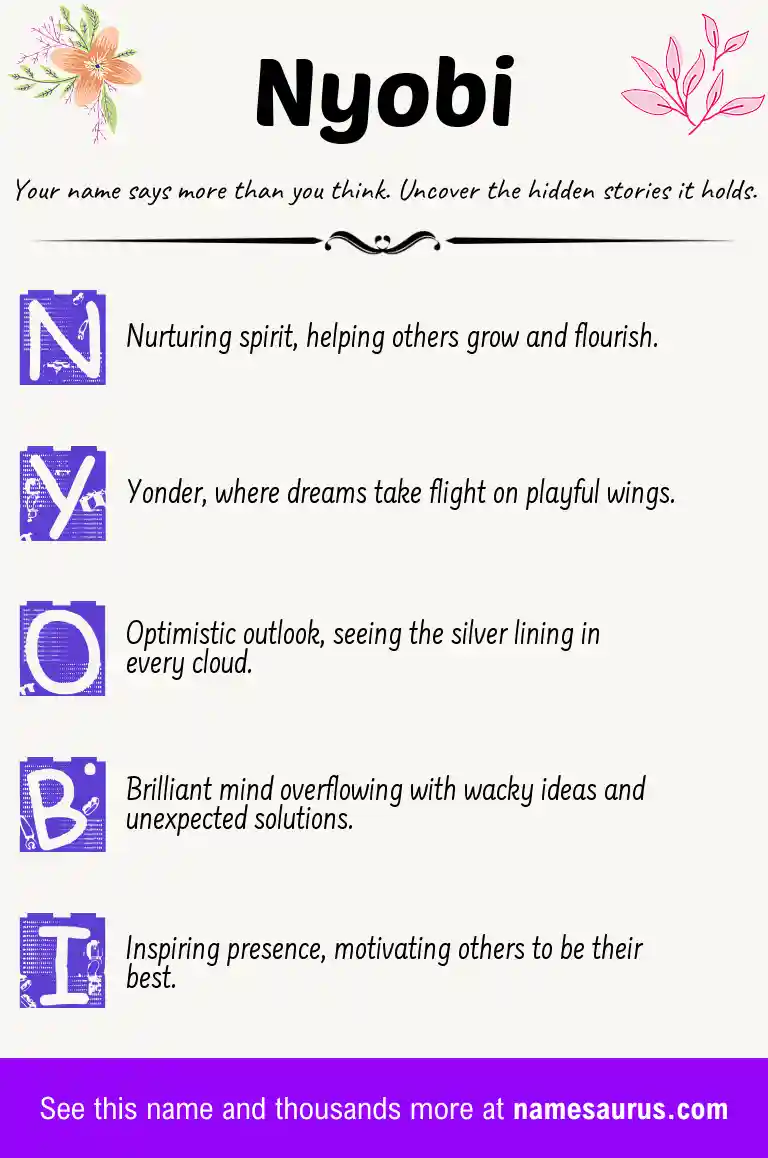 Acrostic poem about Nyobi.
