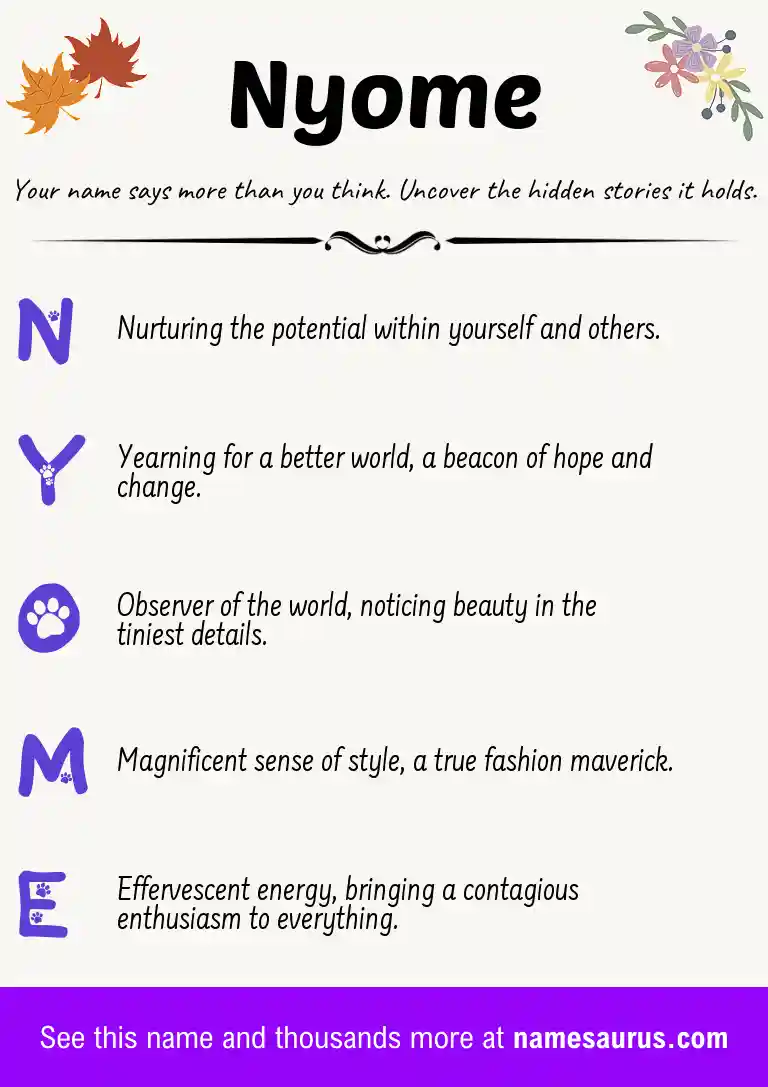 Acrostic poem about Nyome.