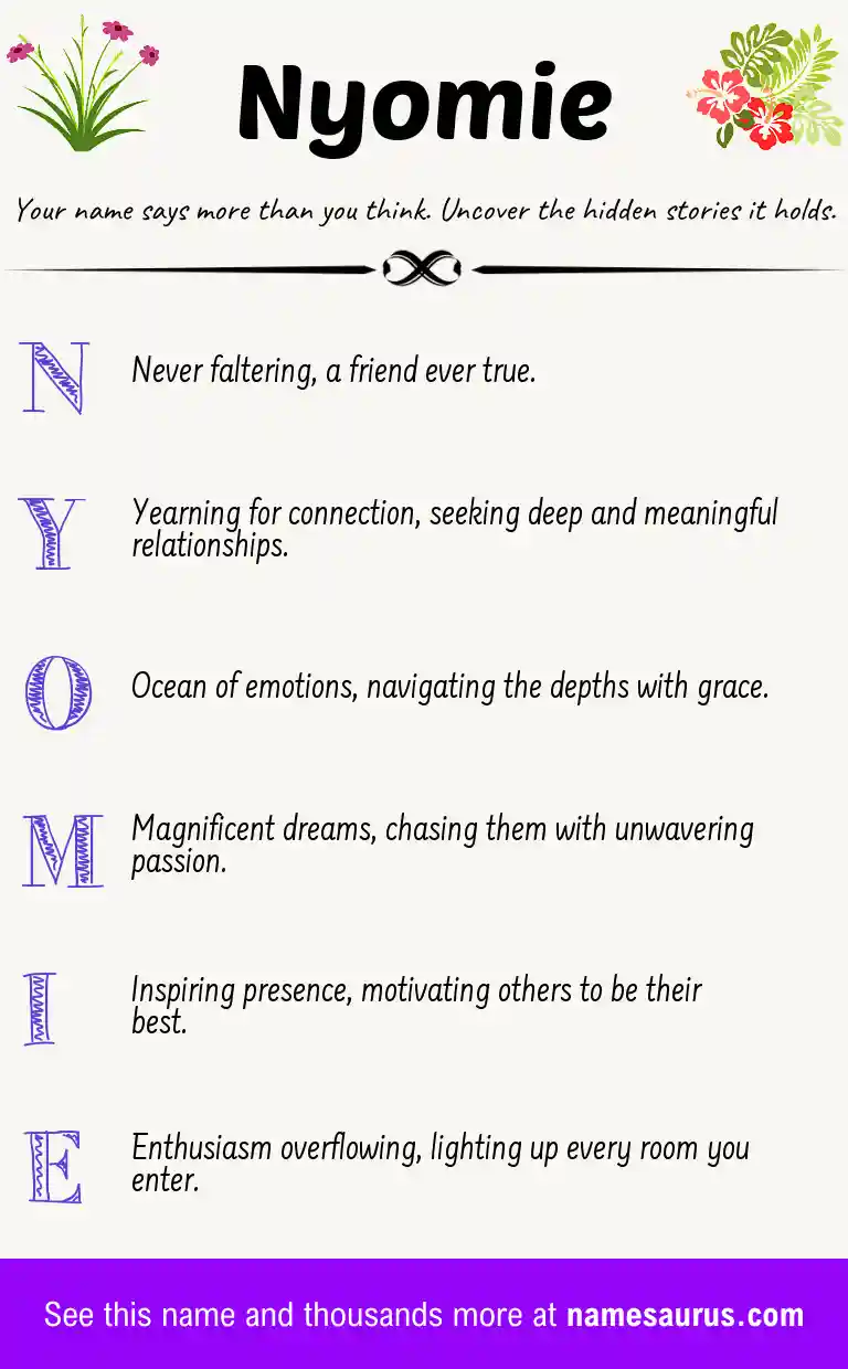 Acrostic poem about Nyomie.