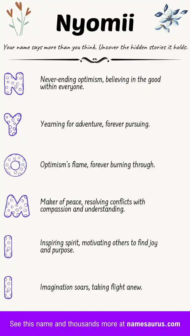 Acrostic poem about Nyomii.