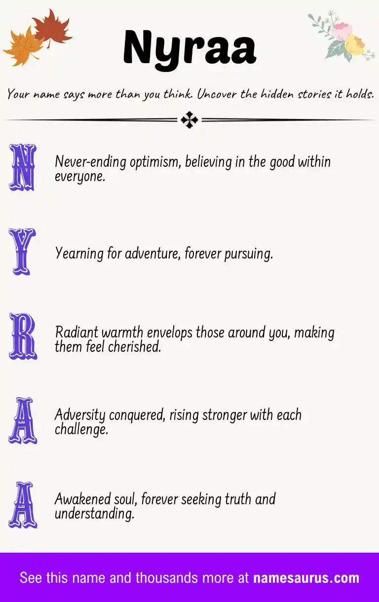 Acrostic poem about Nyraa.