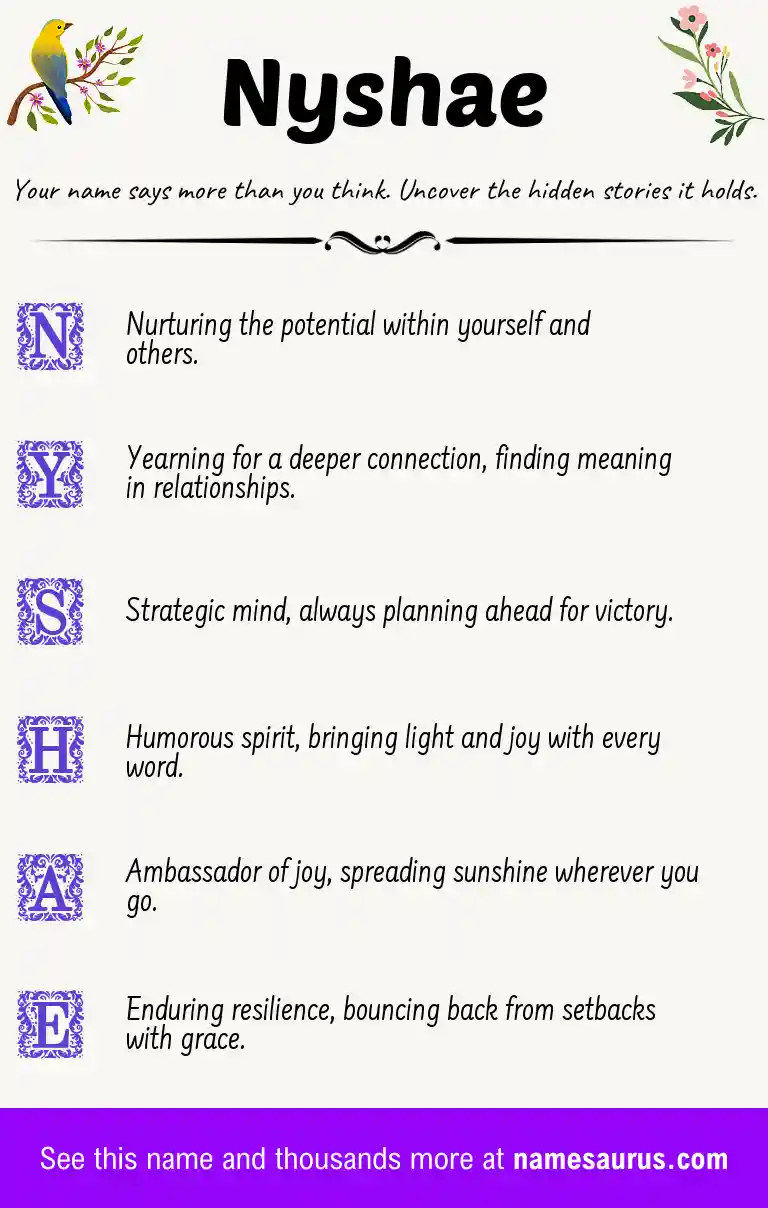 Acrostic poem about Nyshae.