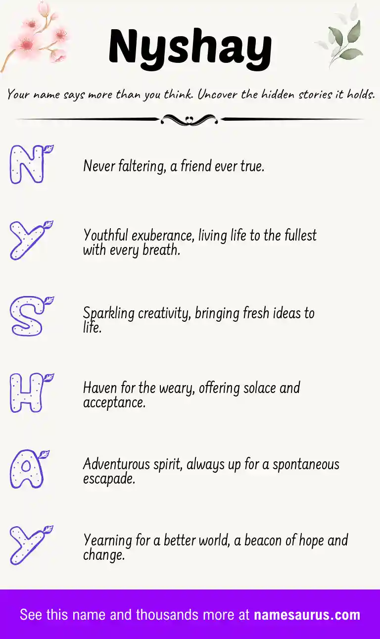 Acrostic poem about Nyshay.