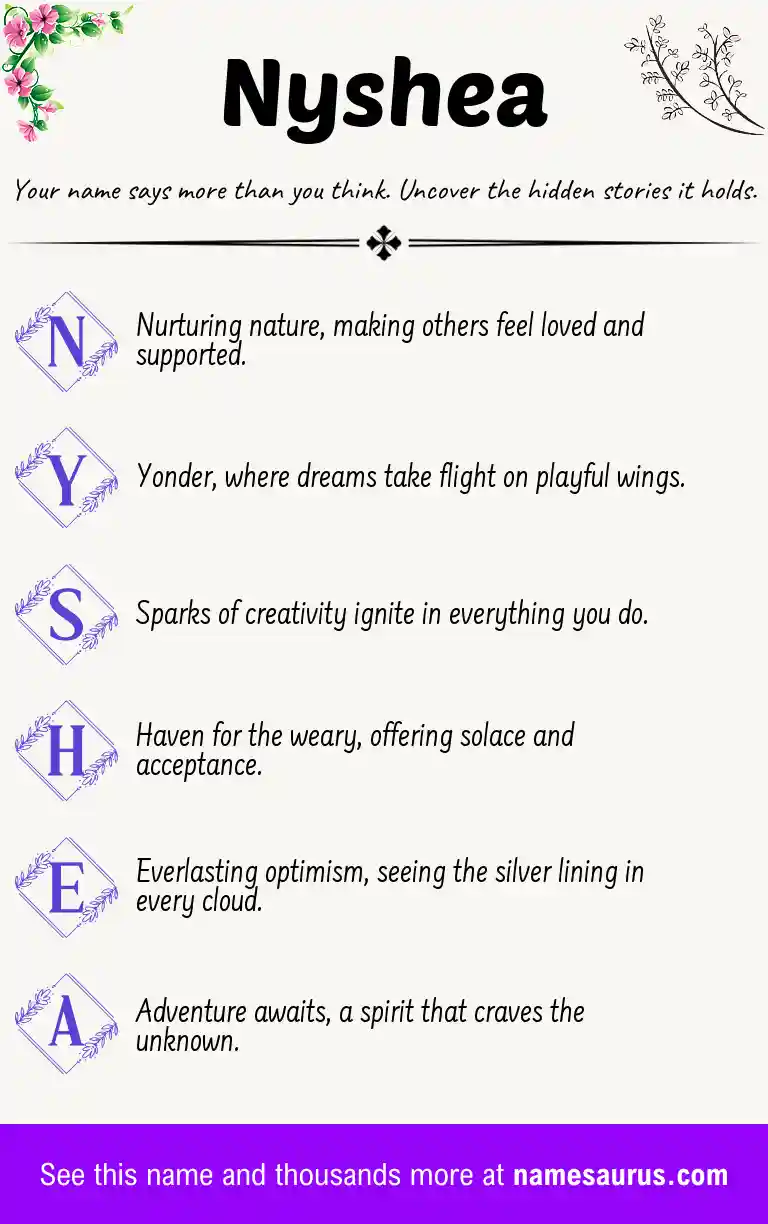 Acrostic poem about Nyshea.