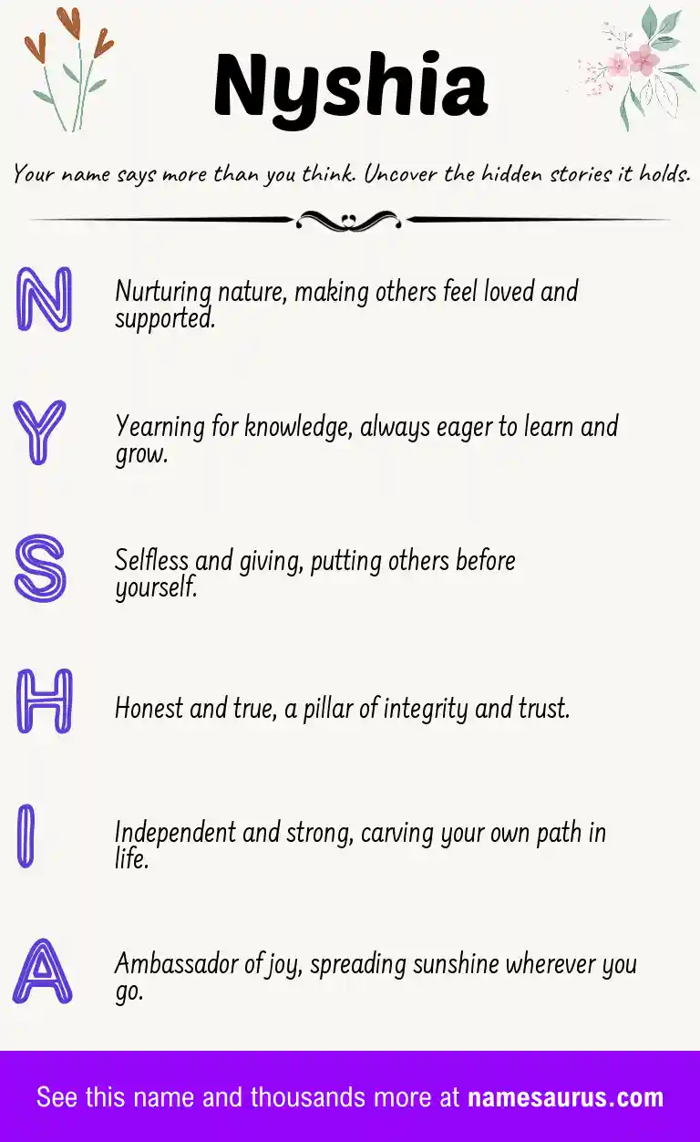 Acrostic poem about Nyshia.