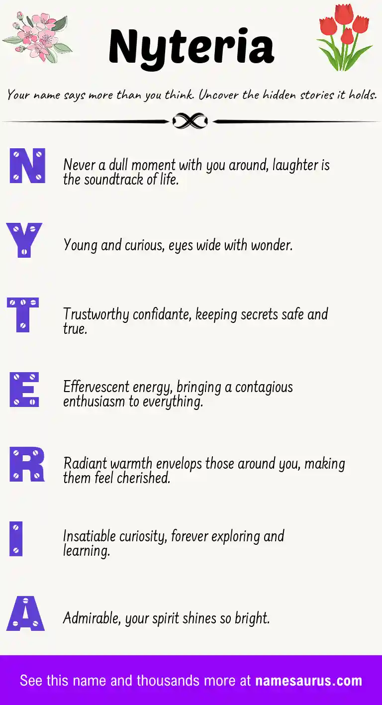 Acrostic poem about Nyteria.