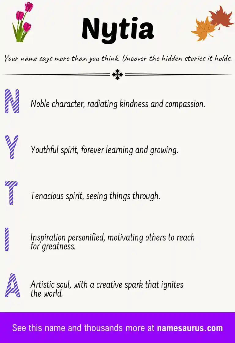 Acrostic poem about Nytia.