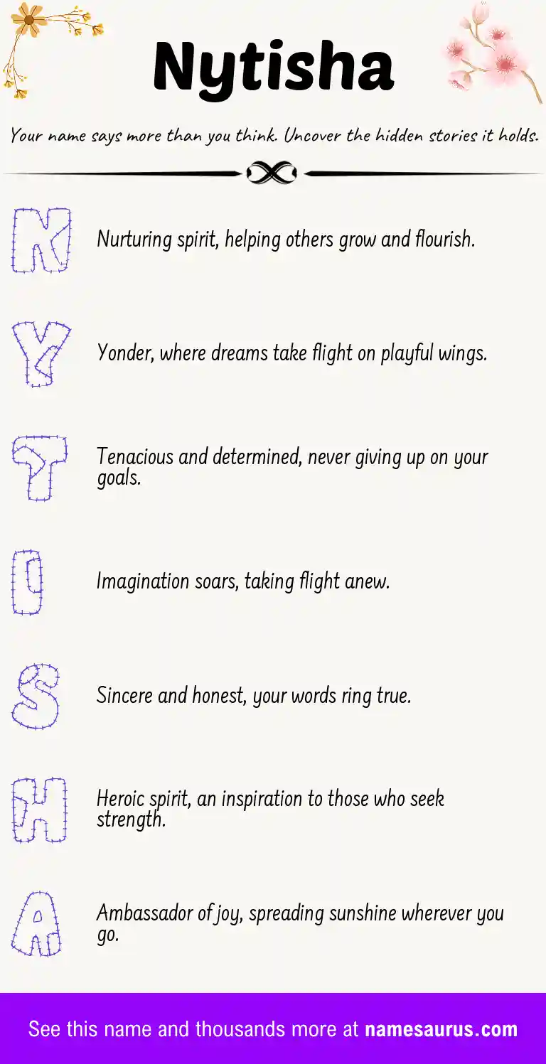 Acrostic poem about Nytisha.