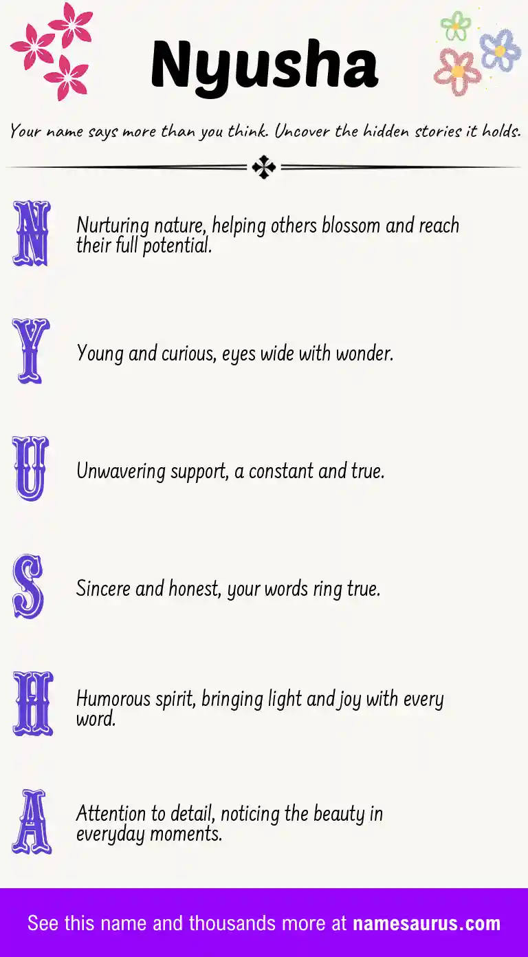 Acrostic poem about Nyusha.