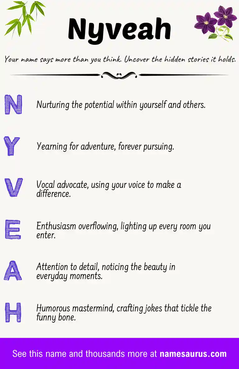 Acrostic poem about Nyveah.