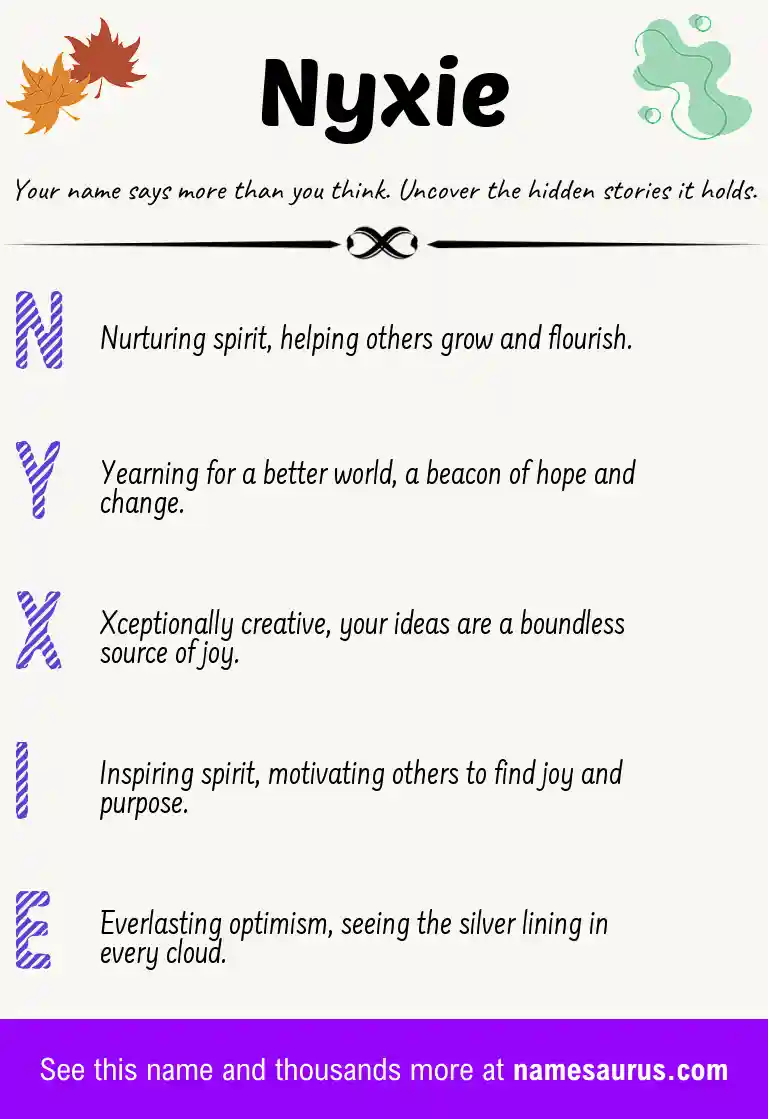Acrostic poem about Nyxie.