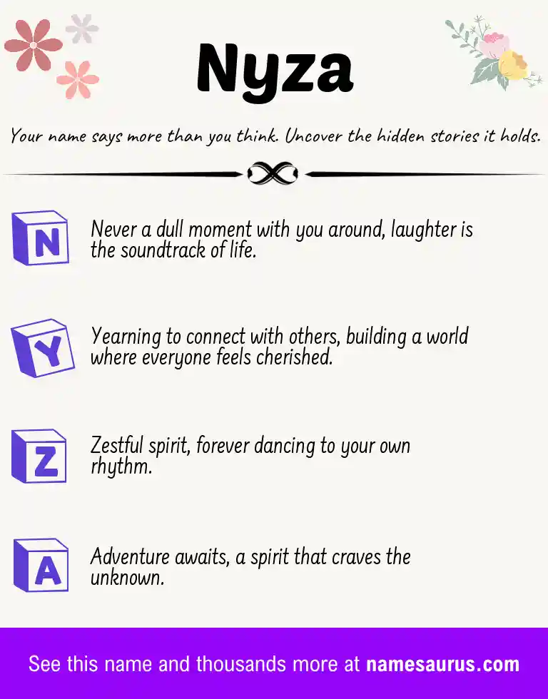 Acrostic poem about Nyza.