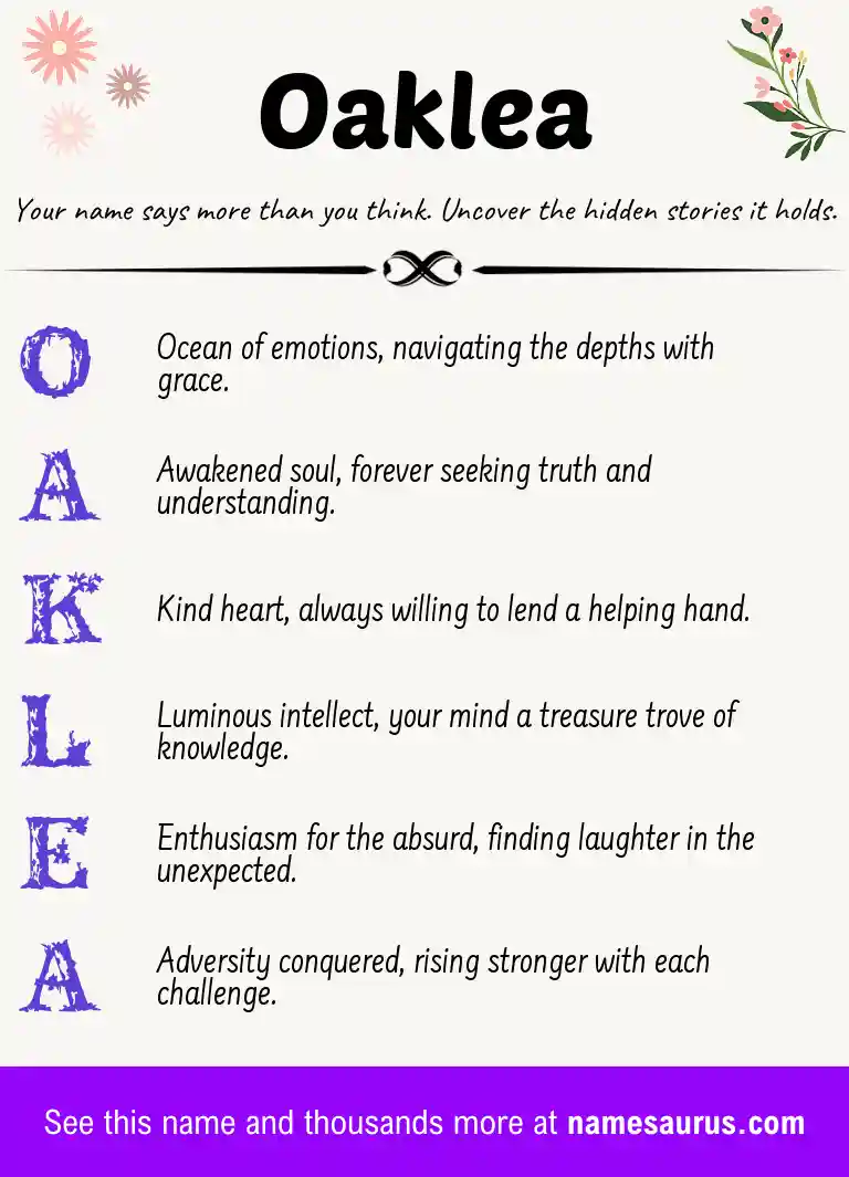 Acrostic poem about Oaklea.