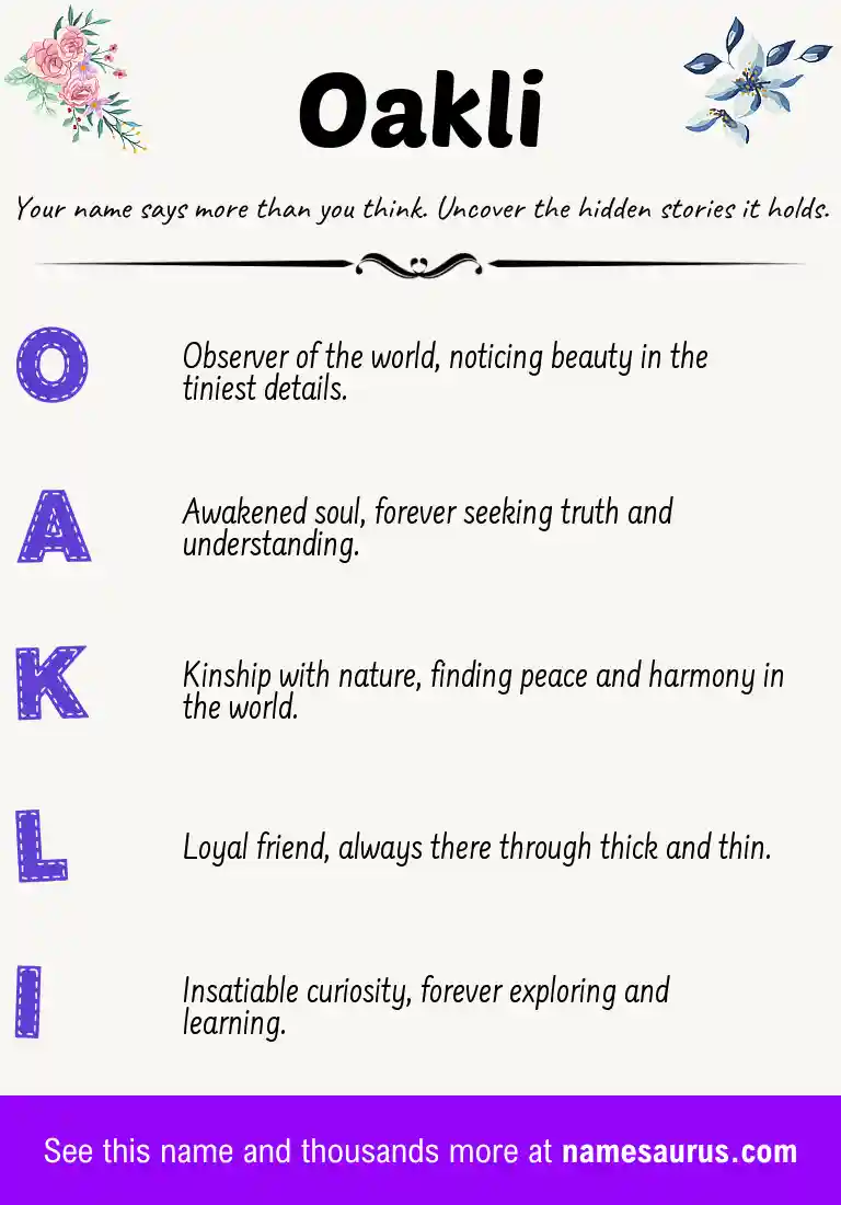 Acrostic poem about Oakli.