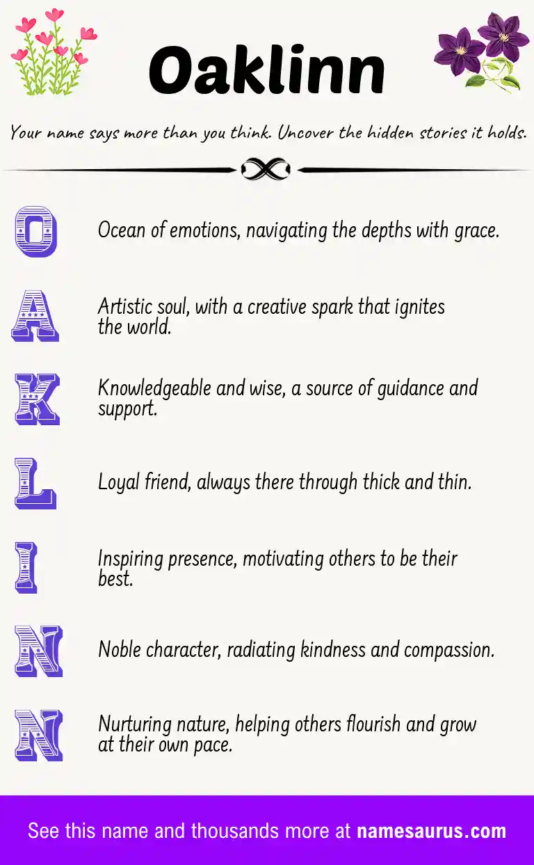 Acrostic poem about Oaklinn.