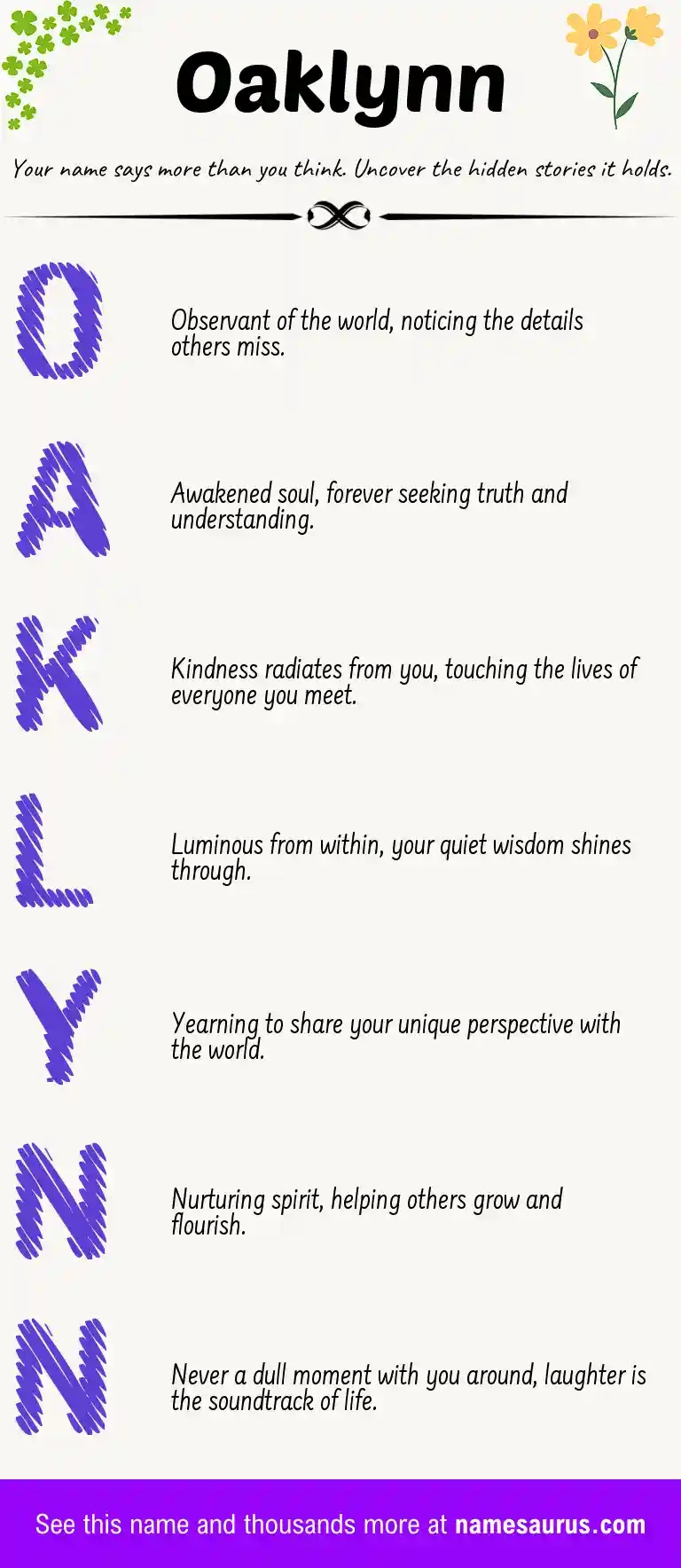 Acrostic poem about Oaklynn.