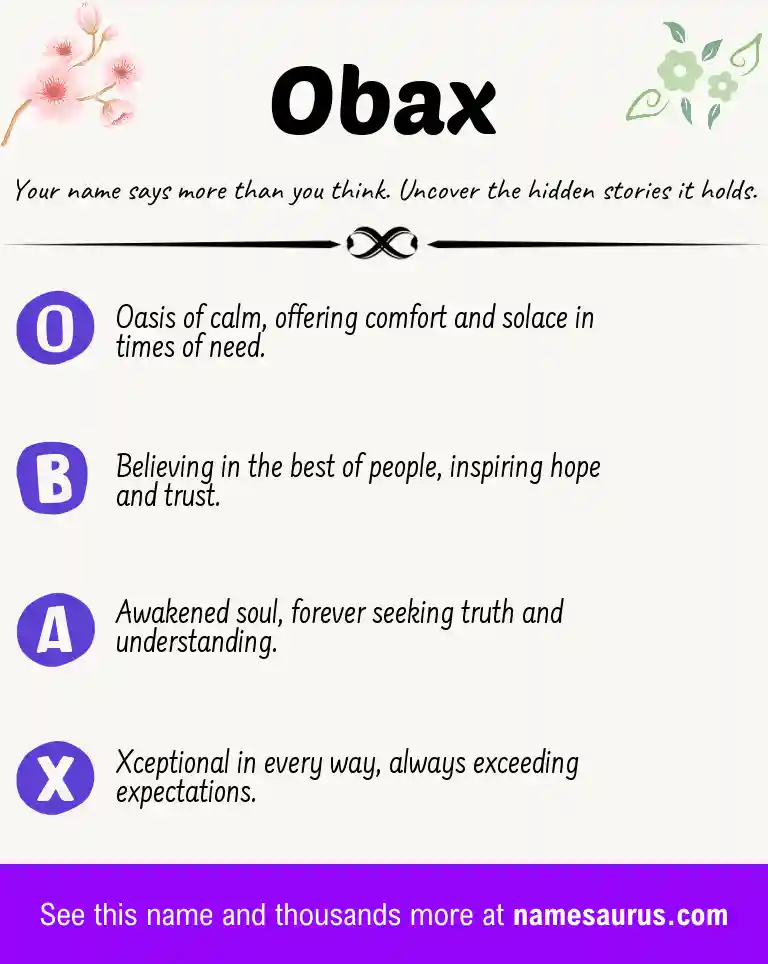 Acrostic poem about Obax.