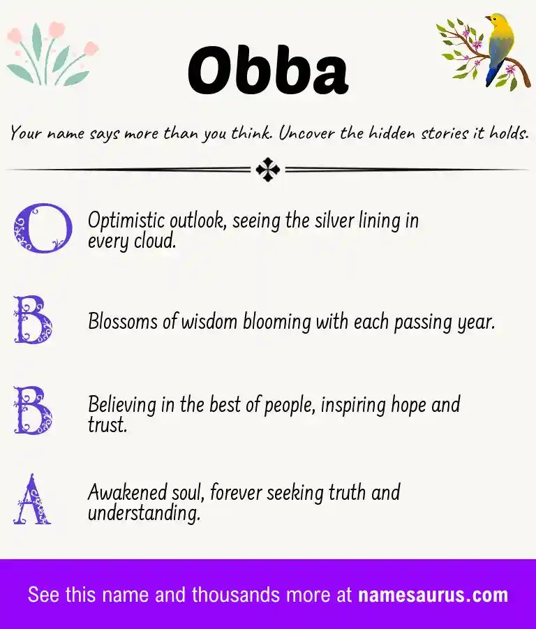 Acrostic poem about Obba.