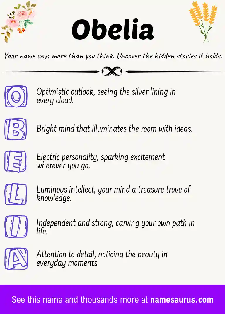 Acrostic poem about Obelia.
