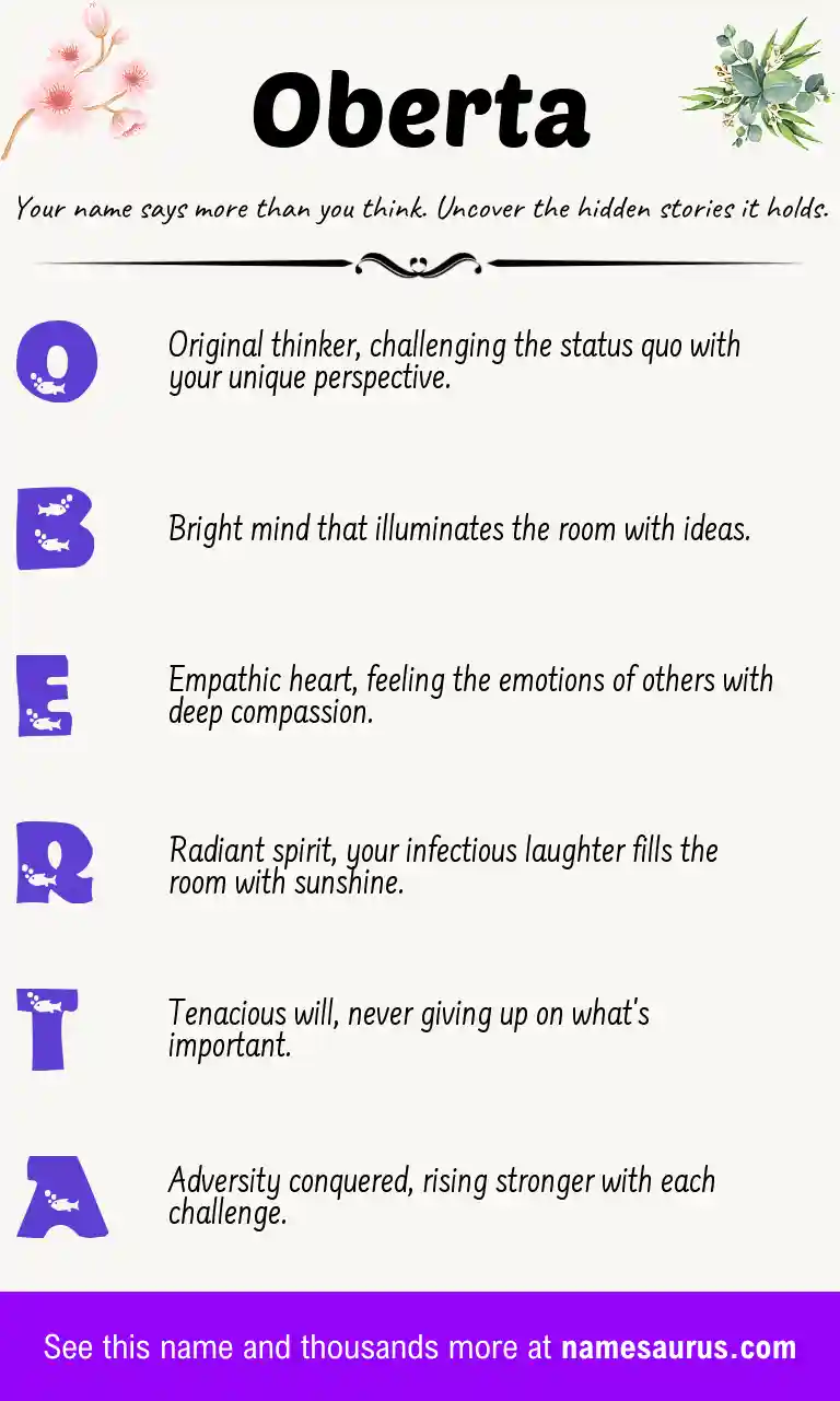 Acrostic poem about Oberta.