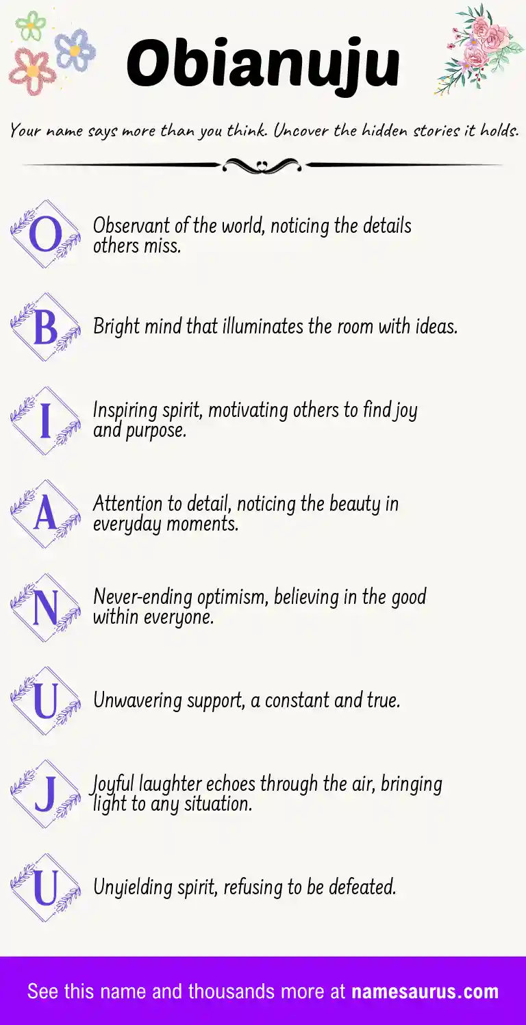 Acrostic poem about Obianuju.