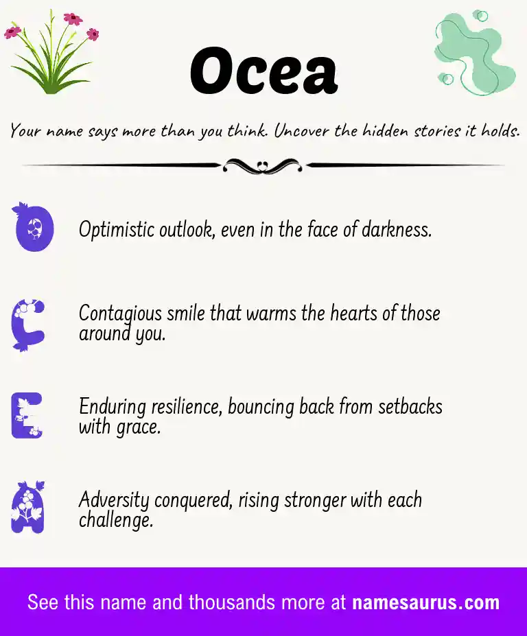 Acrostic poem about Ocea.