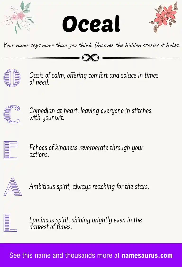 Acrostic poem about Oceal.