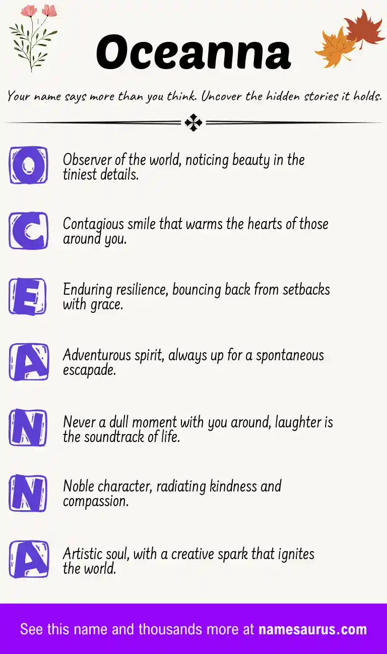 Acrostic poem about Oceanna.