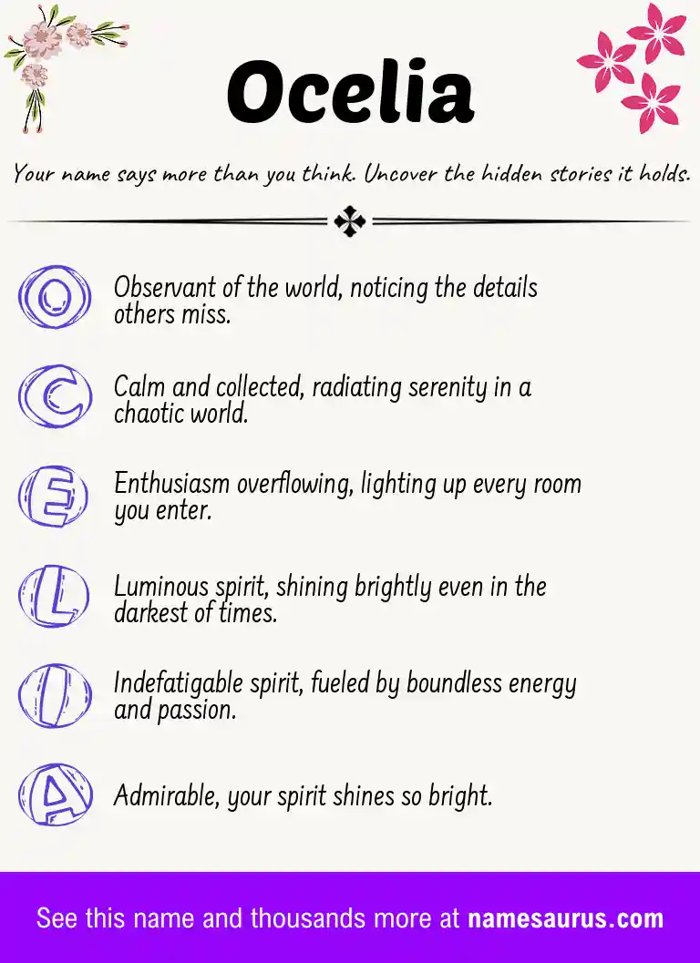 Acrostic poem about Ocelia.