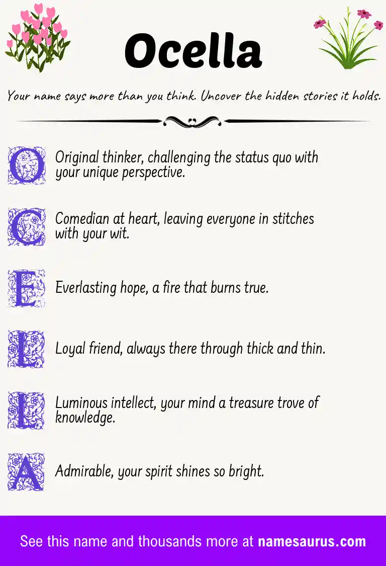 Acrostic poem about Ocella.