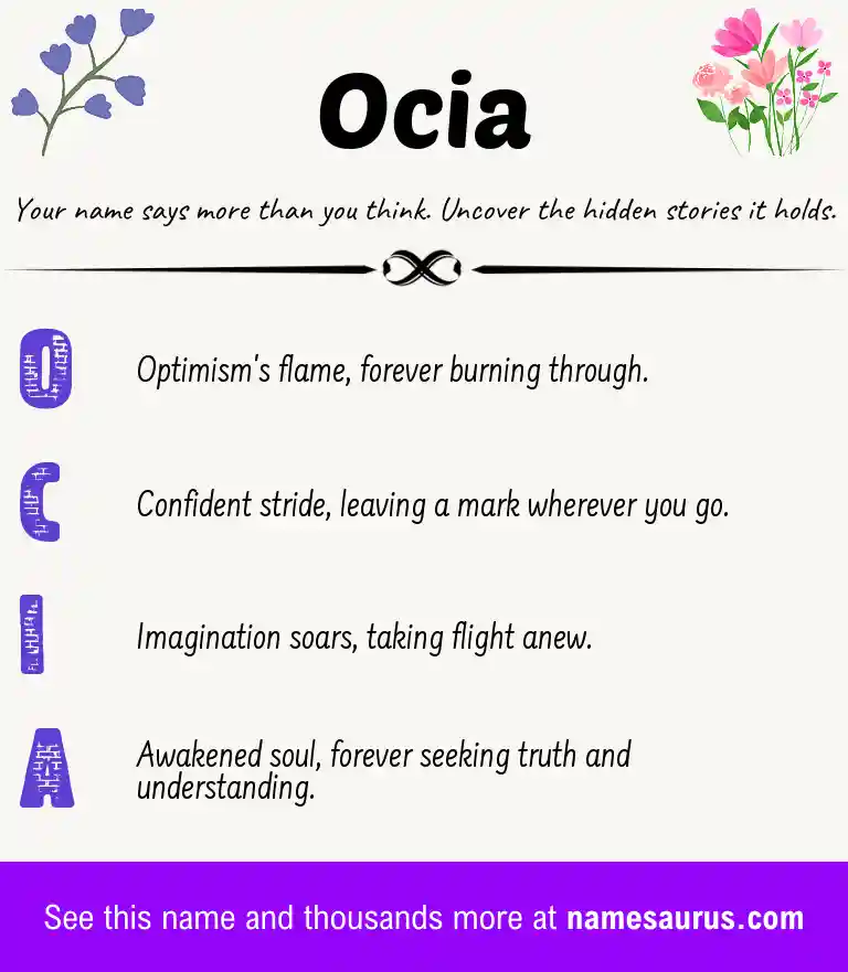 Acrostic poem about Ocia.