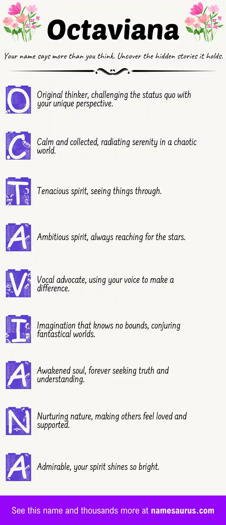 Acrostic poem about Octaviana.