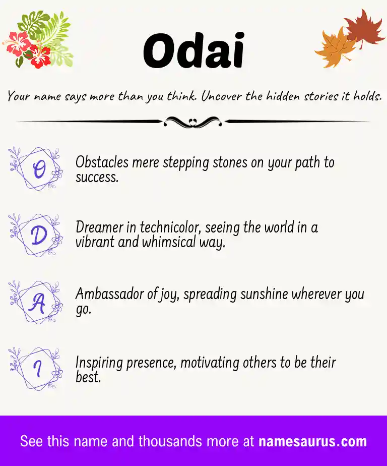 Acrostic poem about Odai.