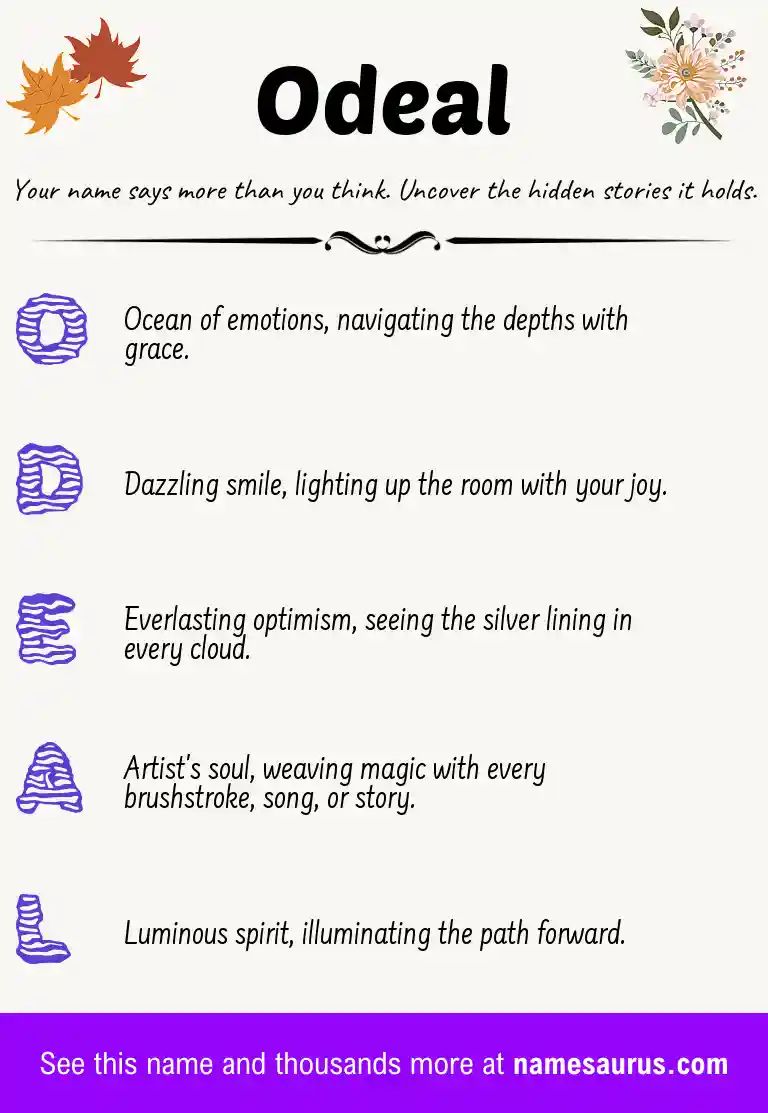 Acrostic poem about Odeal.