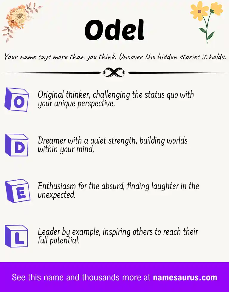 Acrostic poem about Odel.