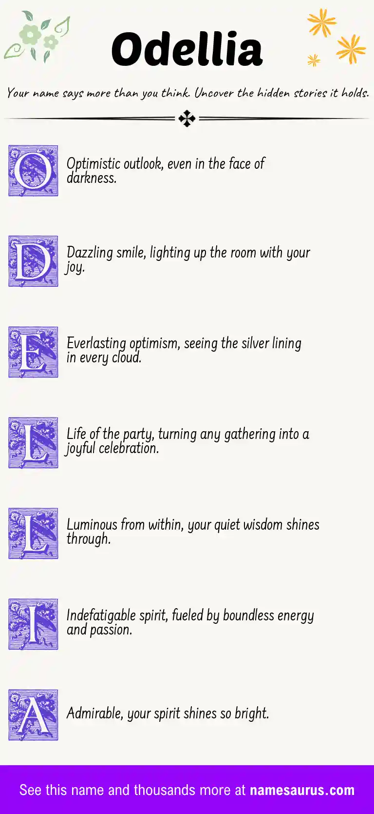 Acrostic poem about Odellia.