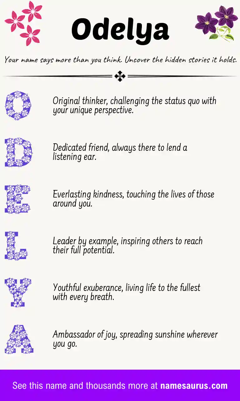 Acrostic poem about Odelya.